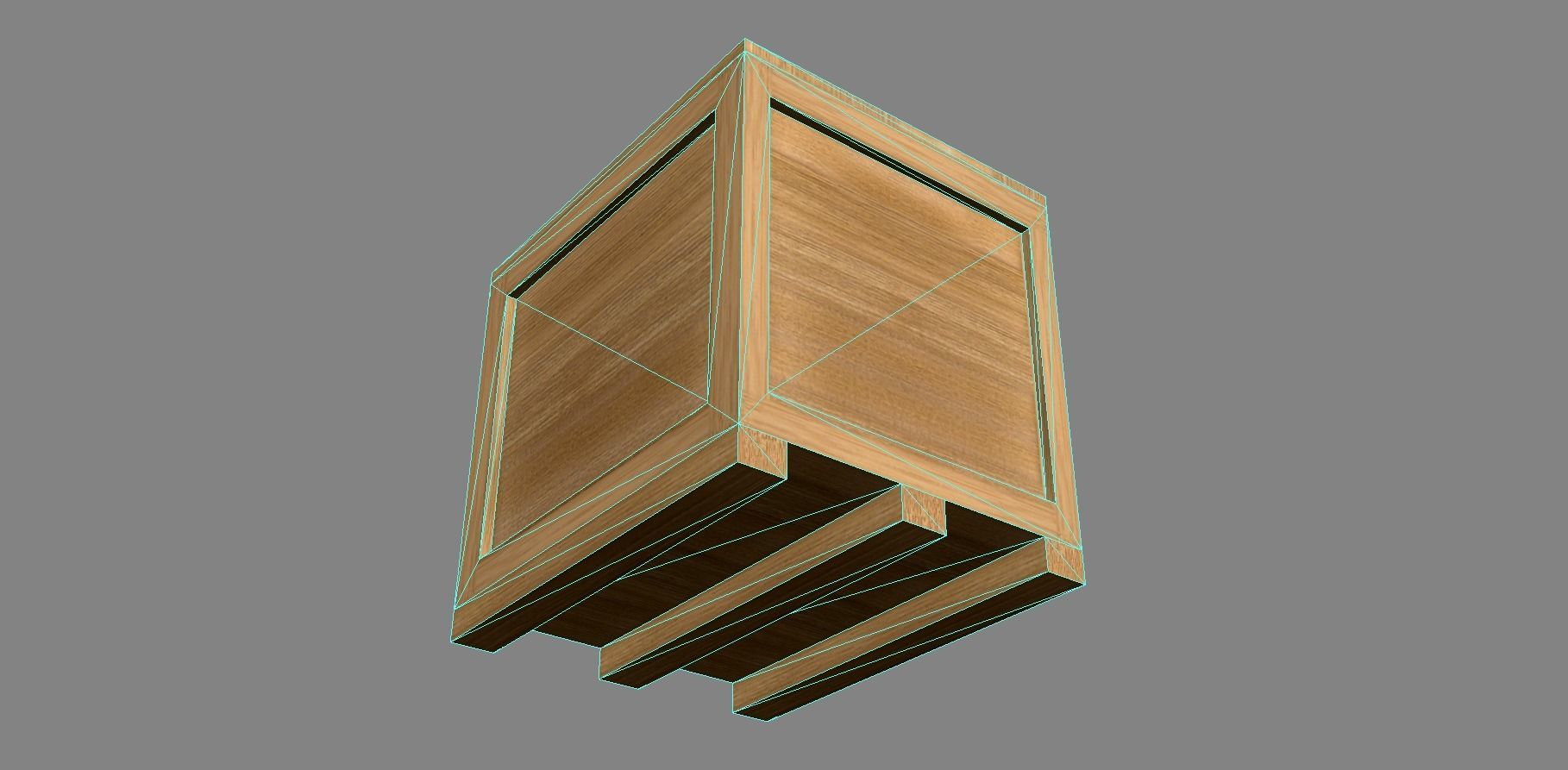 Simple Low Poly Wooden Crate Low-poly 3D model_3