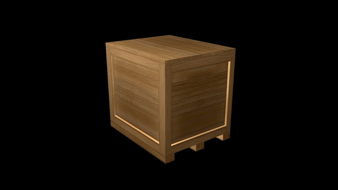 Simple Low Poly Wooden Crate Low-poly 3D model_1