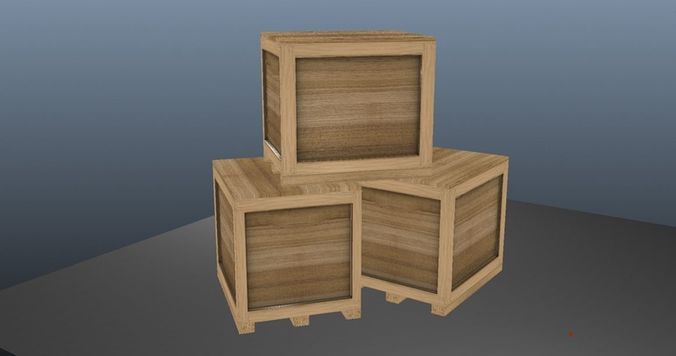 Simple Low Poly Wooden Crate Low-poly 3D model