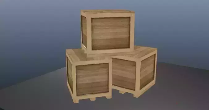 Simple Low Poly Wooden Crate Low-poly 3D model