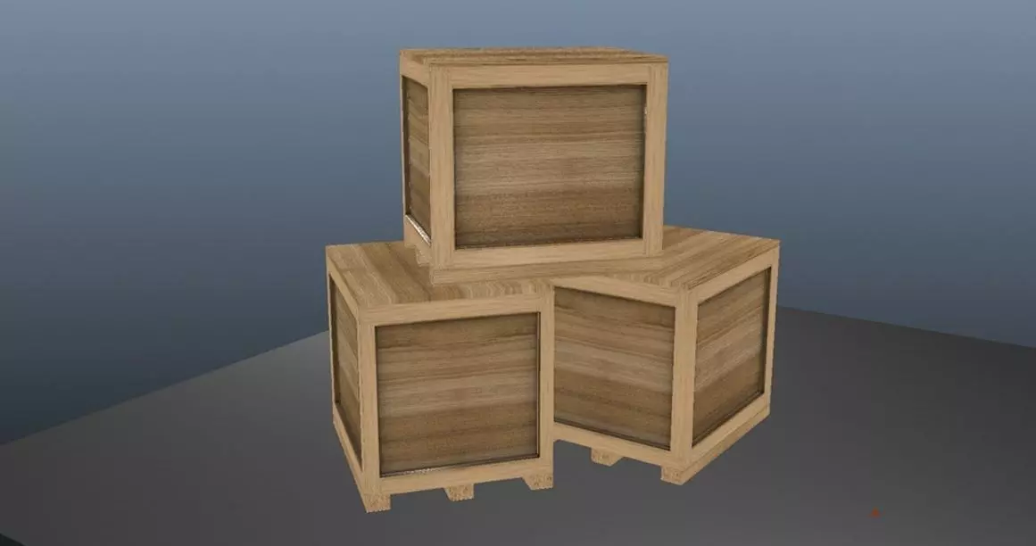 Simple Low Poly Wooden Crate Low-poly 3D model_0