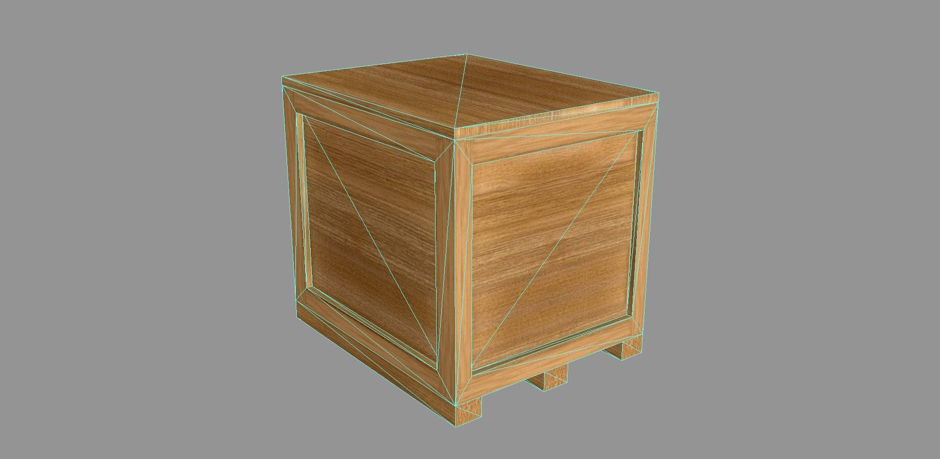 Simple Low Poly Wooden Crate Low-poly 3D model_4