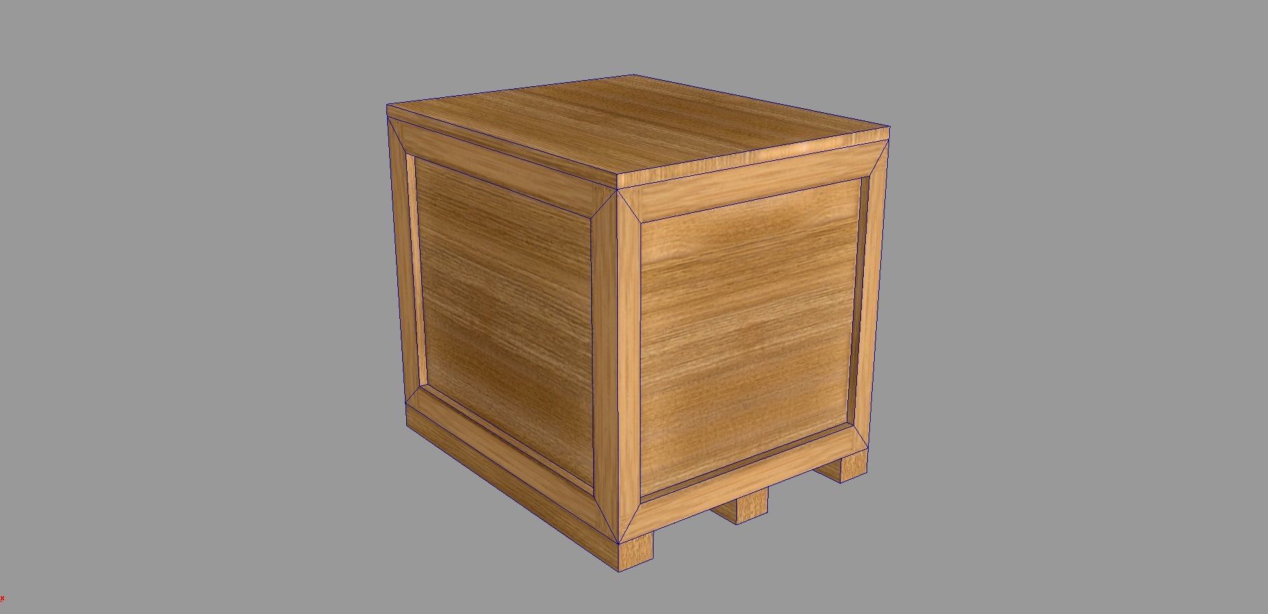 Simple Low Poly Wooden Crate Low-poly 3D model_2