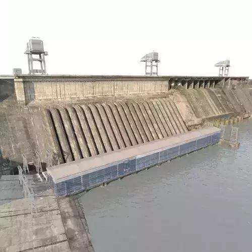 Hydroelectric power station Low-poly 3D model
