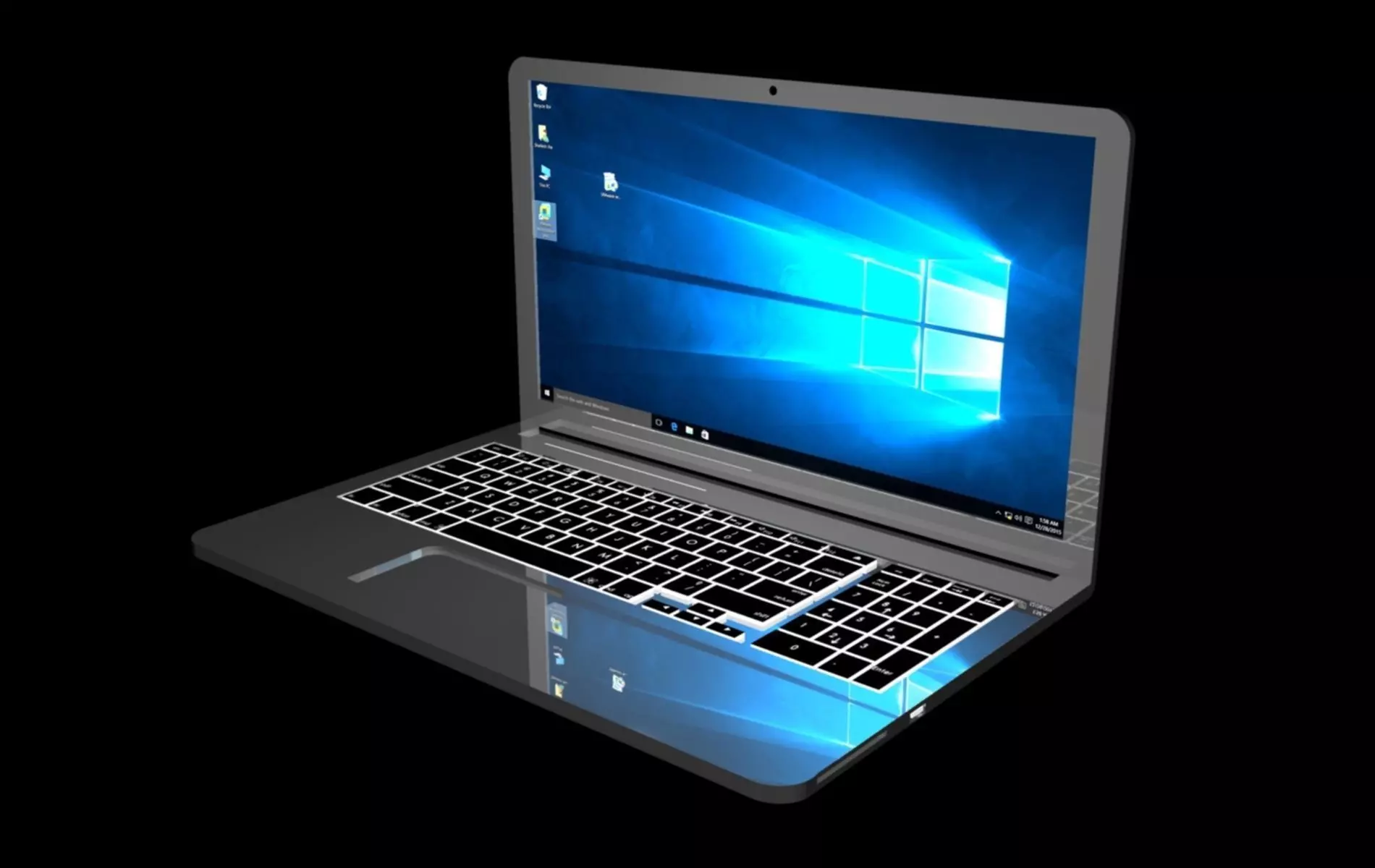 High Poly Laptop with windows 3D model