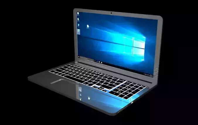 High Poly Laptop with windows 3D model