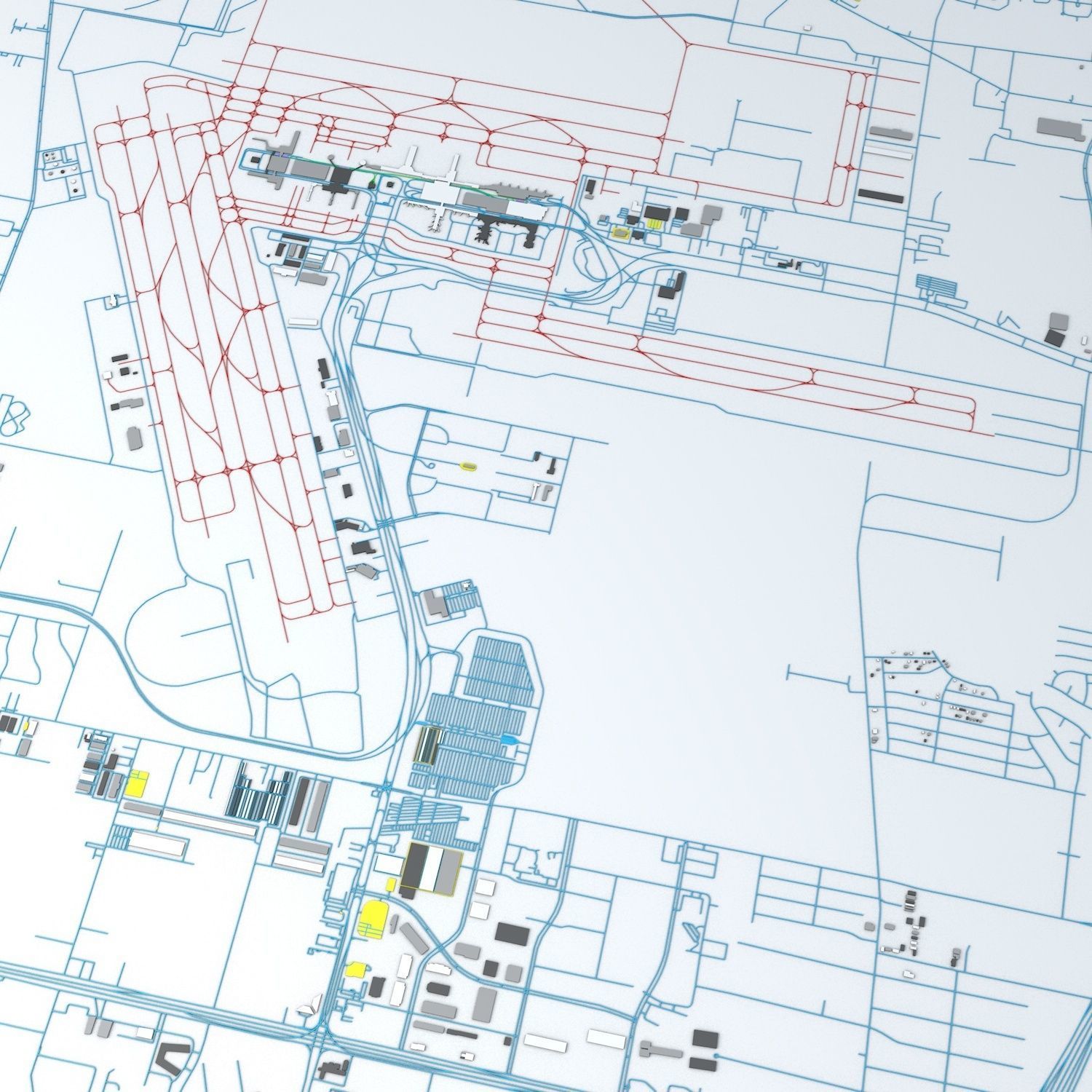 Houston George Bush IAH Airport Roads Buildings and Public Trans 3D model_11