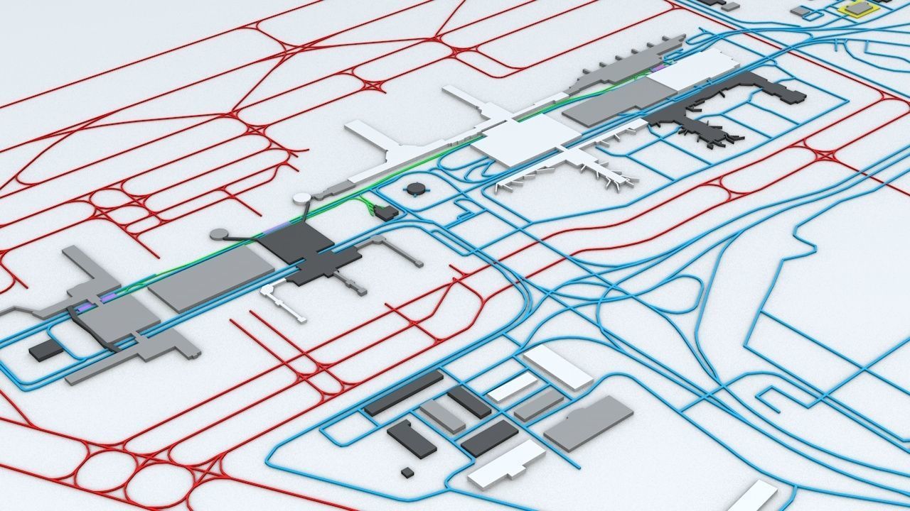 Houston George Bush IAH Airport Roads Buildings and Public Trans 3D model_3