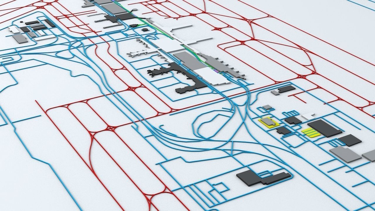 Houston George Bush IAH Airport Roads Buildings and Public Trans 3D model_6