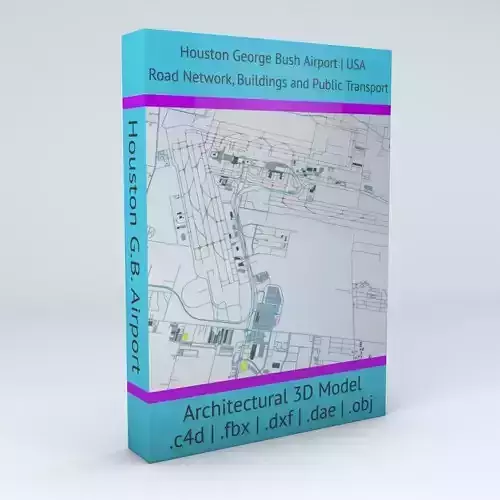 Houston George Bush IAH Airport Roads Buildings and Public Trans 3D model