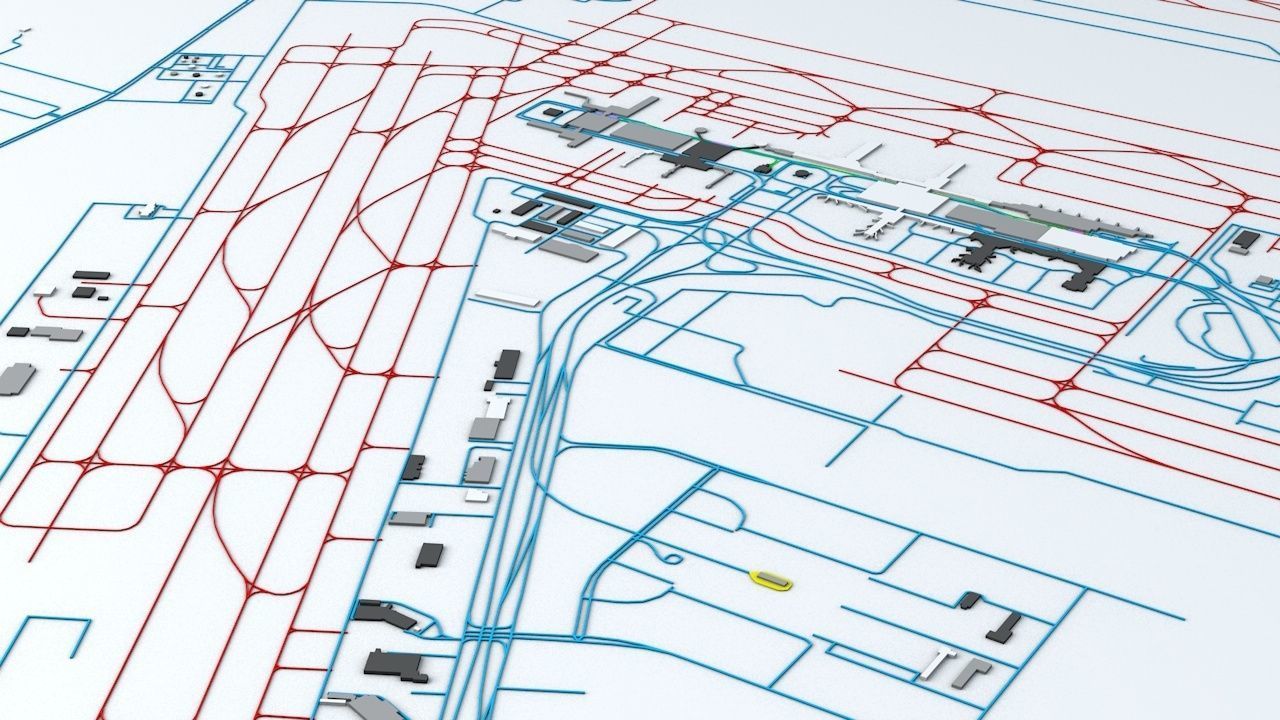Houston George Bush IAH Airport Roads Buildings and Public Trans 3D model_2