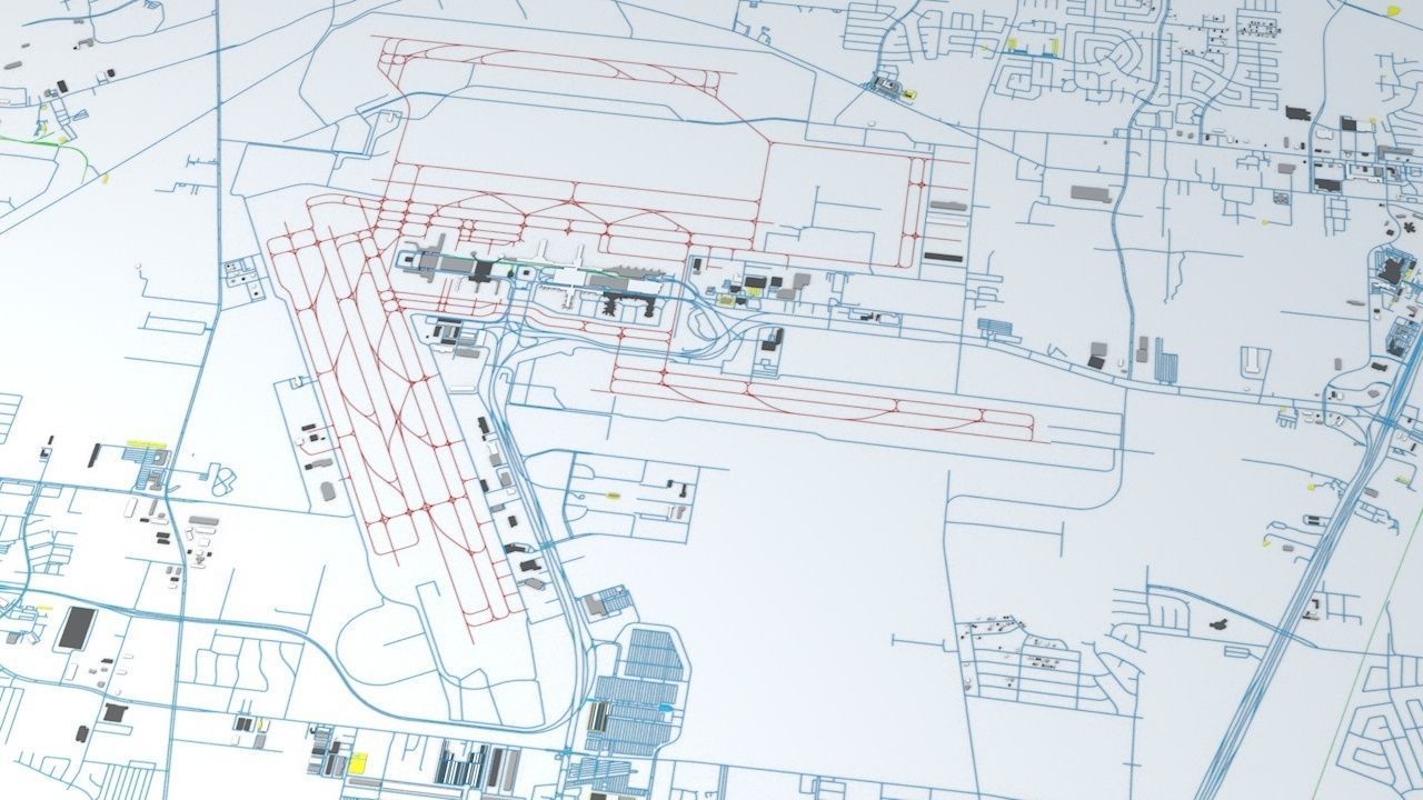 Houston George Bush IAH Airport Roads Buildings and Public Trans 3D model_1