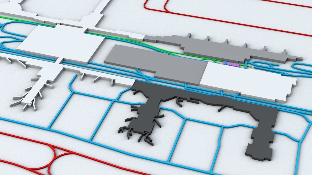 Houston George Bush IAH Airport Roads Buildings and Public Trans 3D model_4