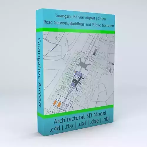 Guangzhou Baiyun CAN Airport Roads Buildings and Public Trans 3D model