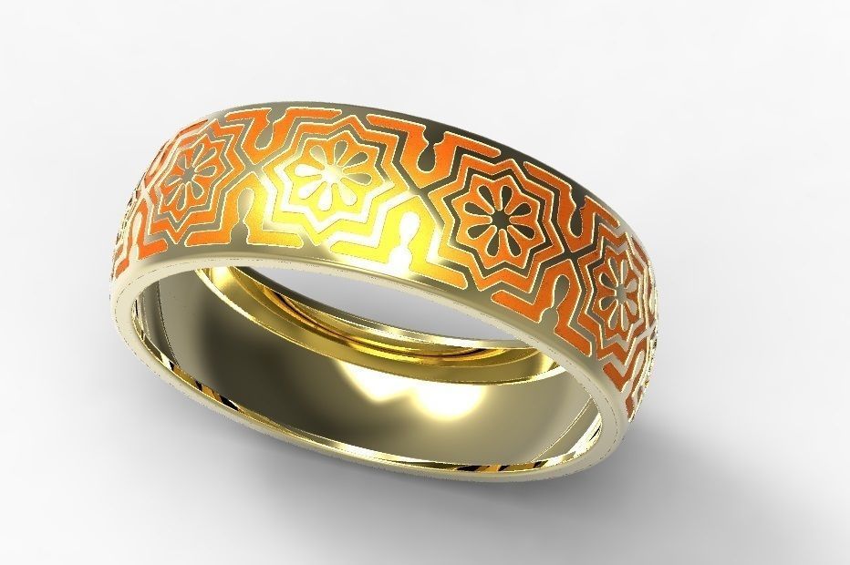 Gold ring with enamel -13 3D print model_4