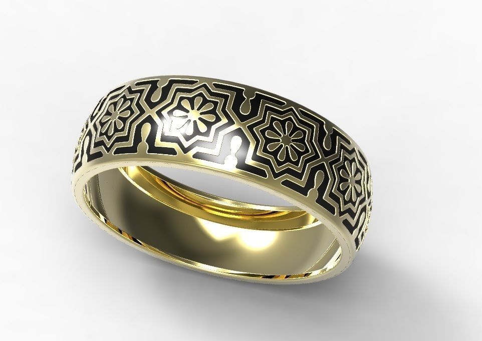 Gold ring with enamel -13 3D print model_1
