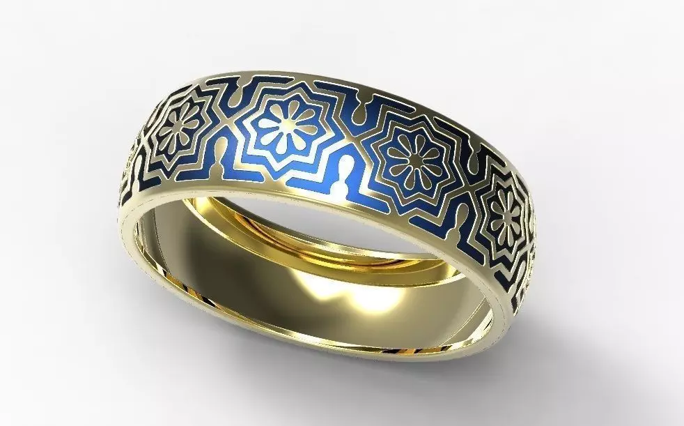 Gold ring with enamel -13 3D print model_0