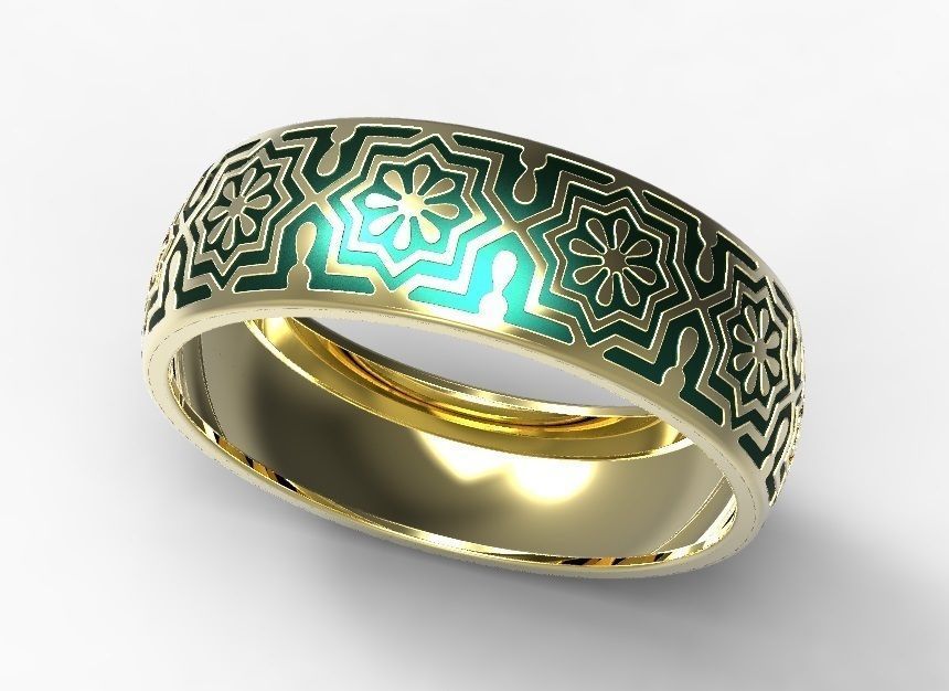 Gold ring with enamel -13 3D print model_2
