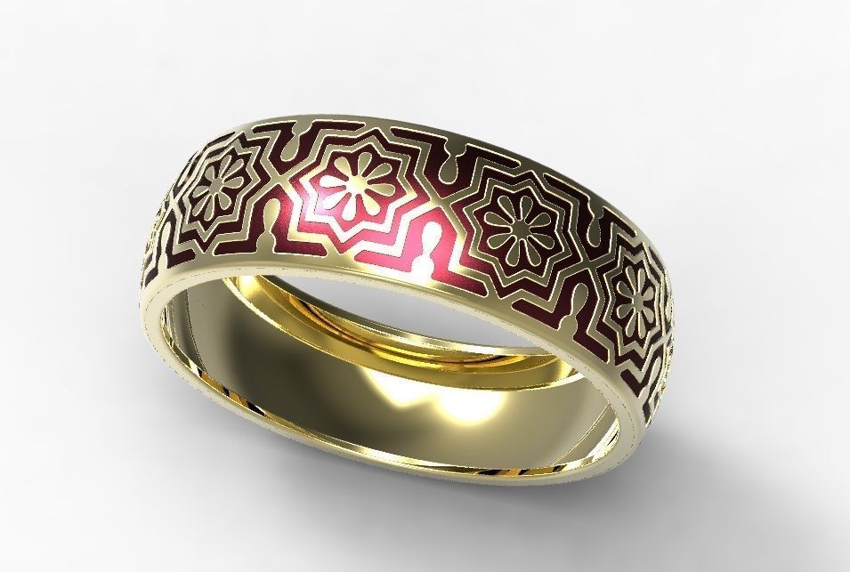 Gold ring with enamel -13 3D print model_3