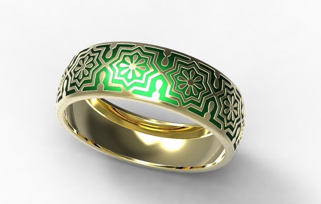 Gold ring with enamel -13 3D print model_5