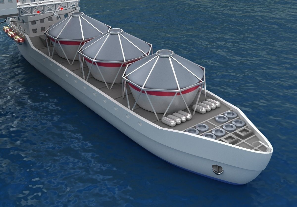 Offshore oil rig drilling platform and tanker 3D model_6