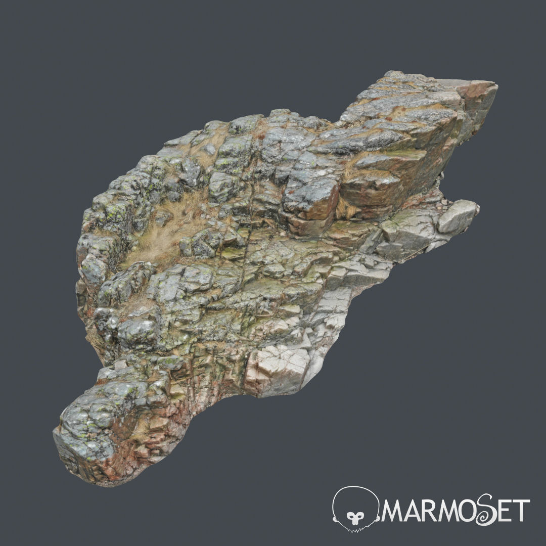 3d scanned rock cliff X 3D model_3