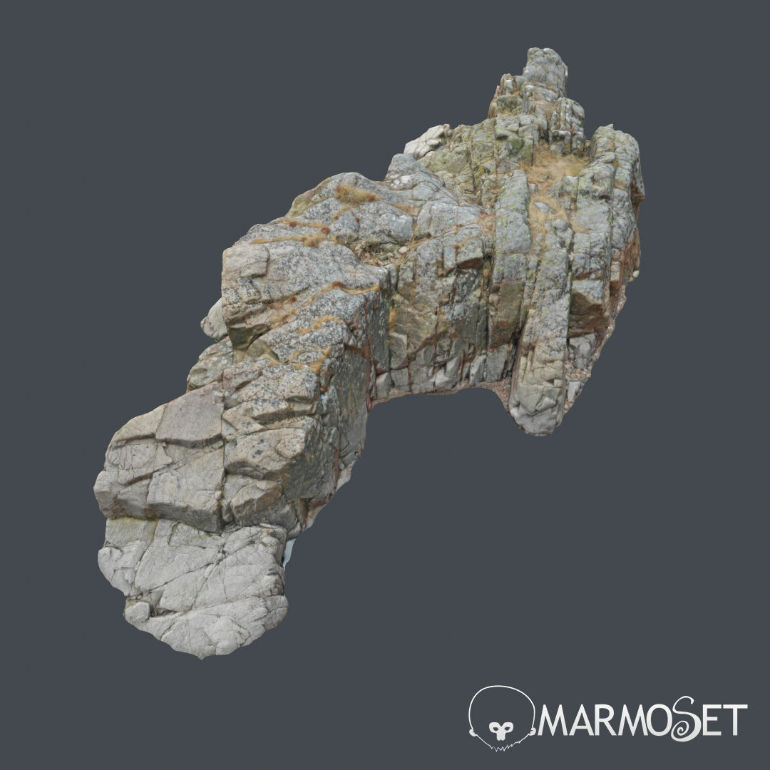 3d scanned rock cliff X 3D model_1