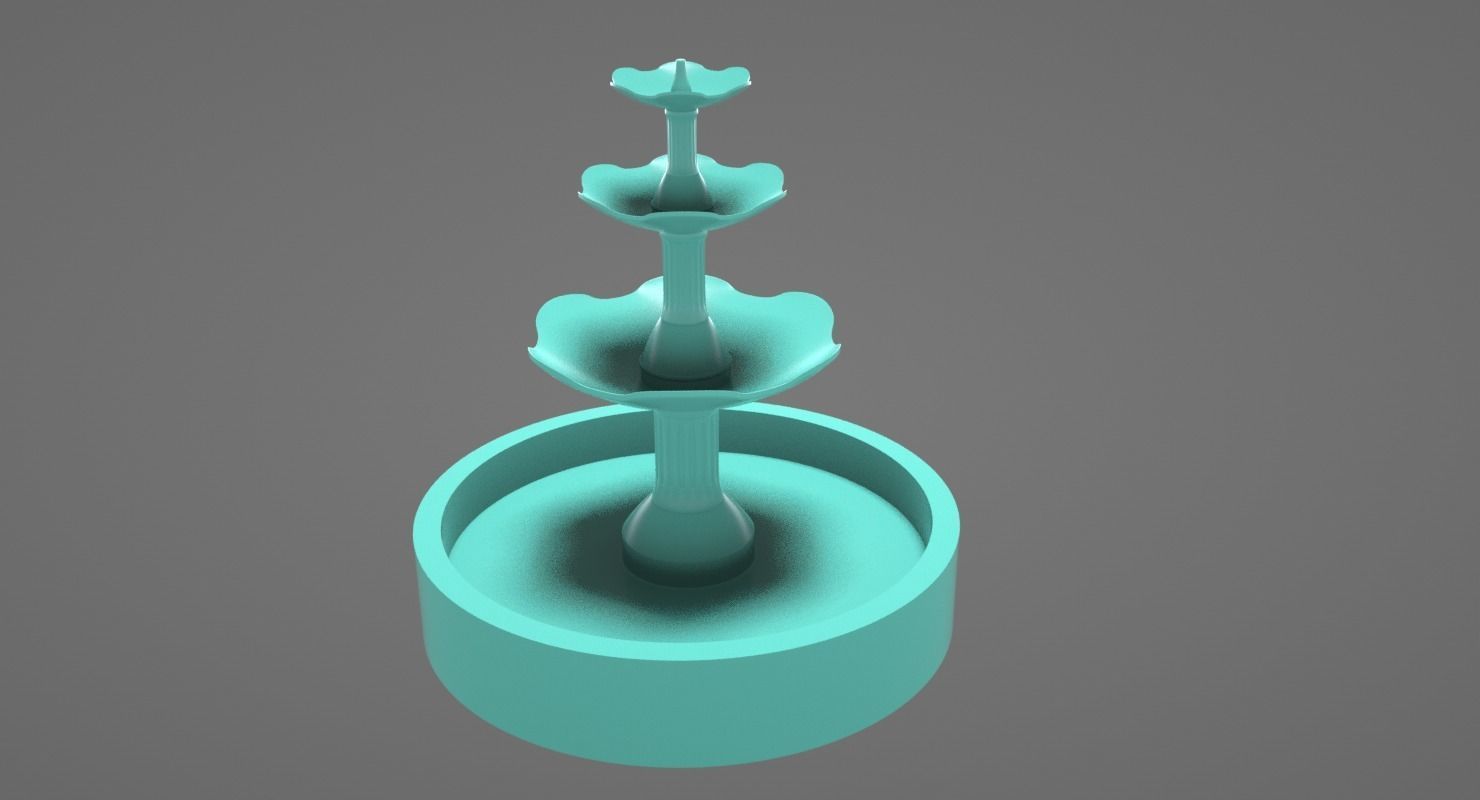 Round Fountain with Four Bowls 3D print model_1