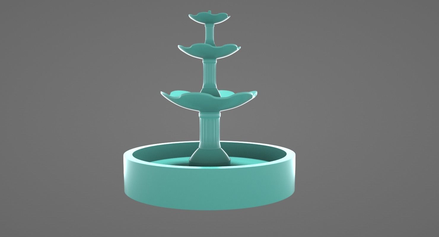 Round Fountain with Four Bowls 3D print model_5