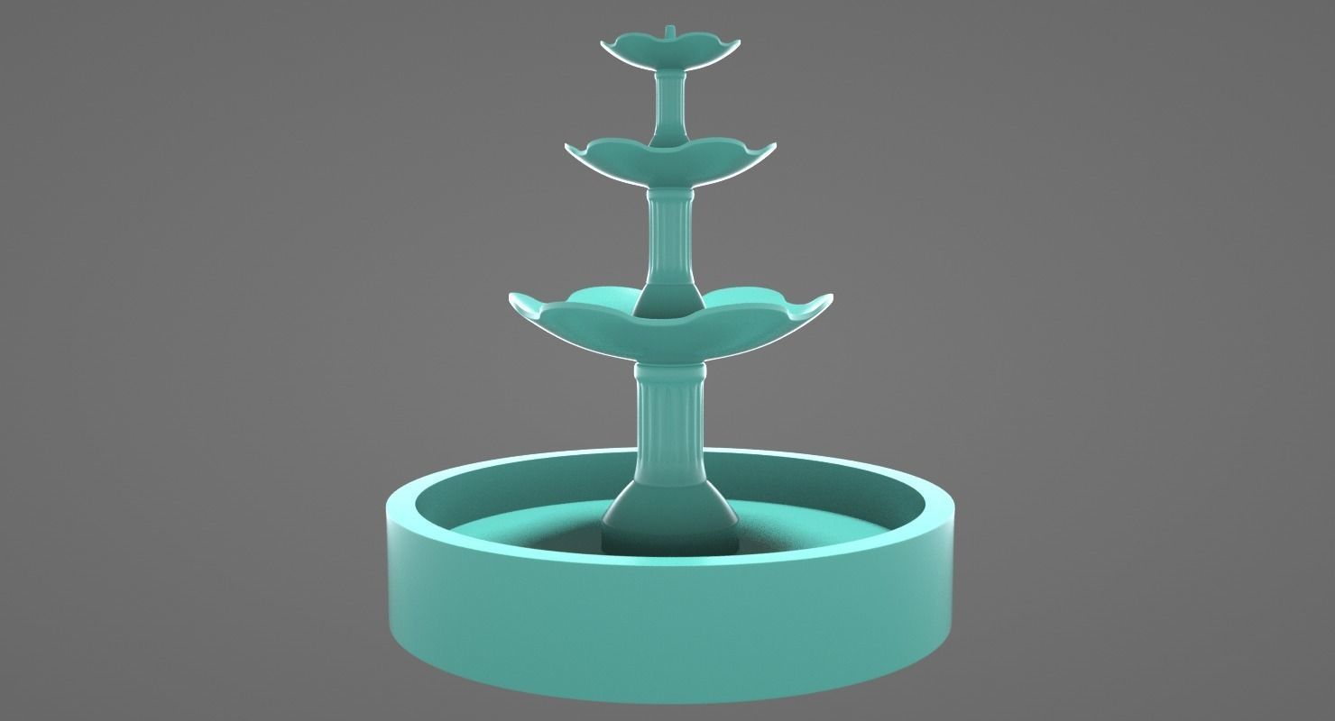 Round Fountain with Four Bowls 3D print model_2