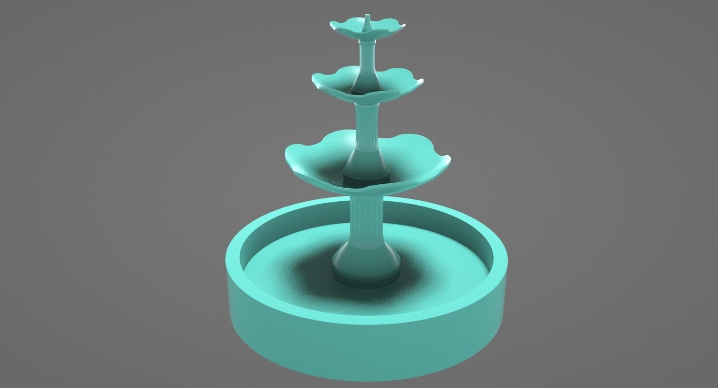 Round Fountain with Four Bowls 3D print model_4