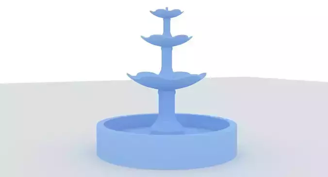 Round Fountain with Four Bowls 3D print model