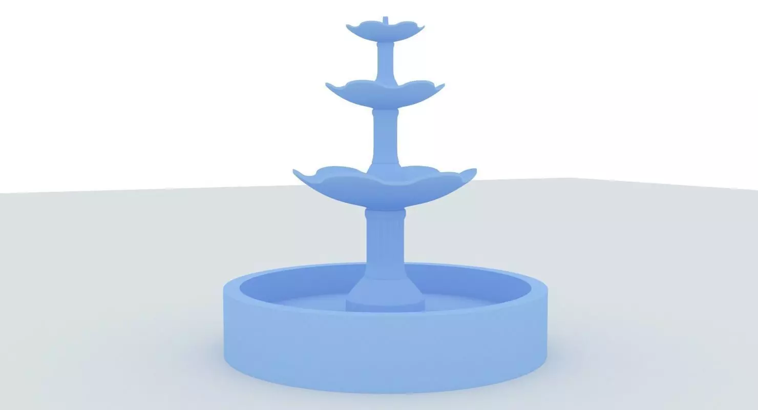 Round Fountain with Four Bowls 3D print model_0