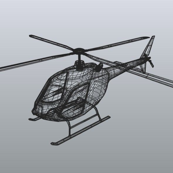 Helicopter design concept Low-poly 3D model_8