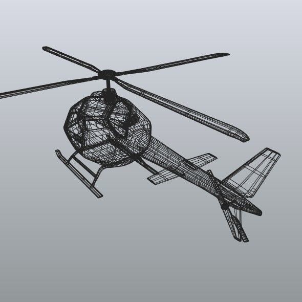 Helicopter design concept Low-poly 3D model_9