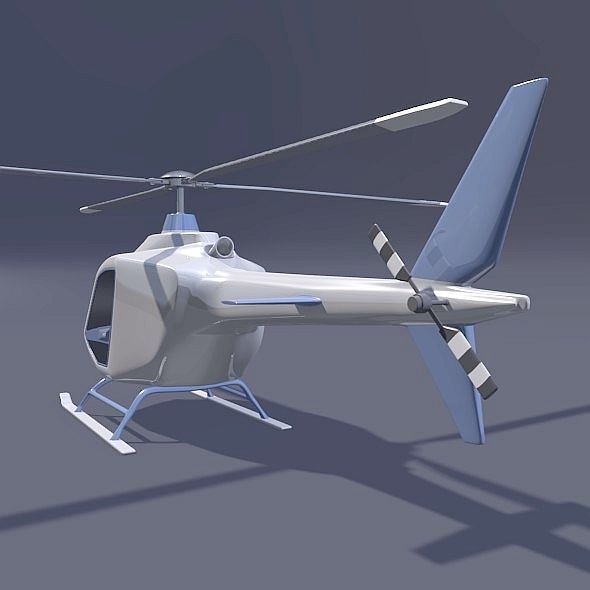 Helicopter design concept Low-poly 3D model_1
