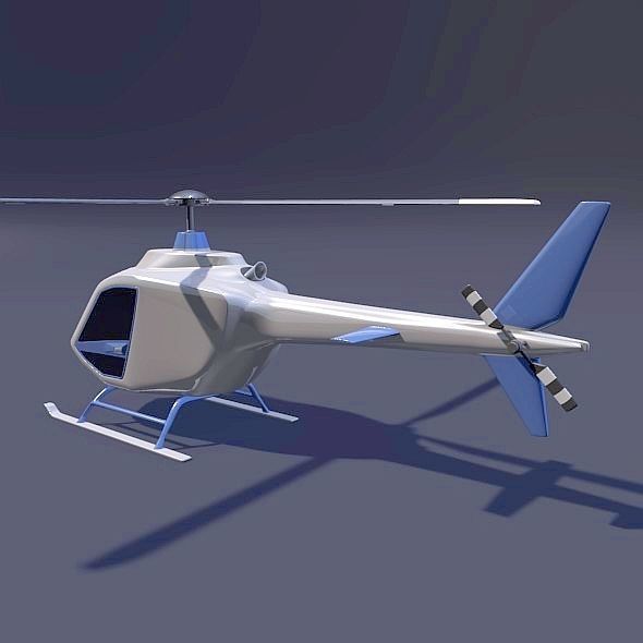 Helicopter design concept Low-poly 3D model_3