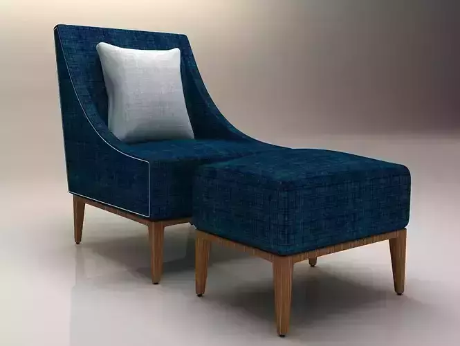 Chair with Footstool Low-poly 3D model