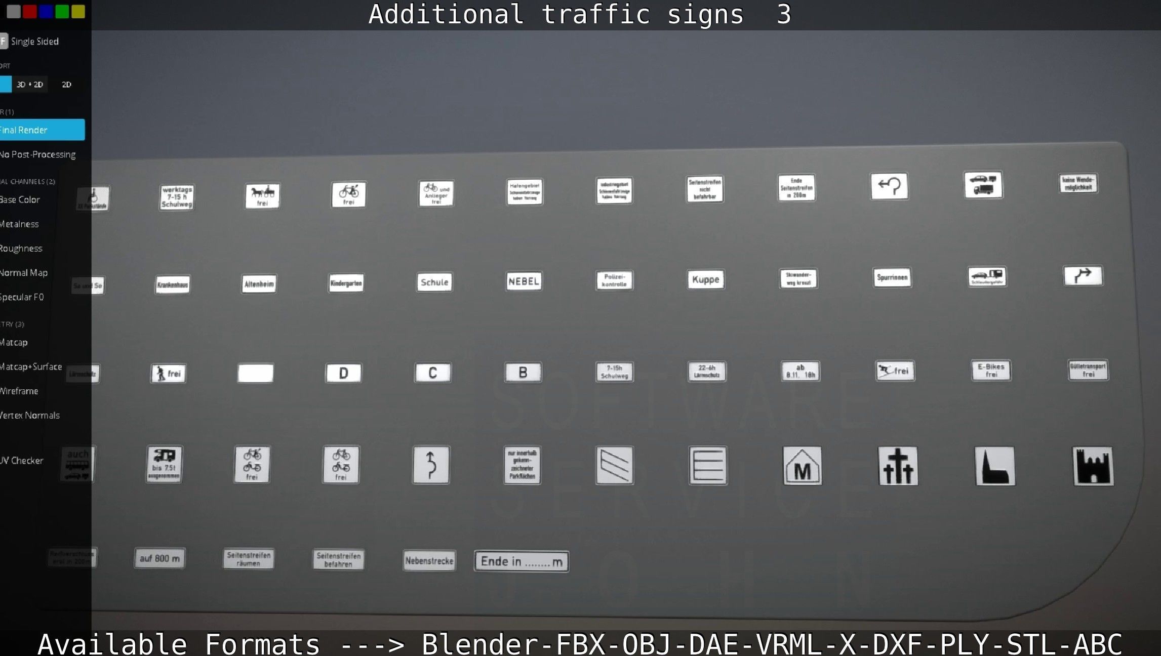 Additional traffic signs - 3 Low-poly 3D model_80