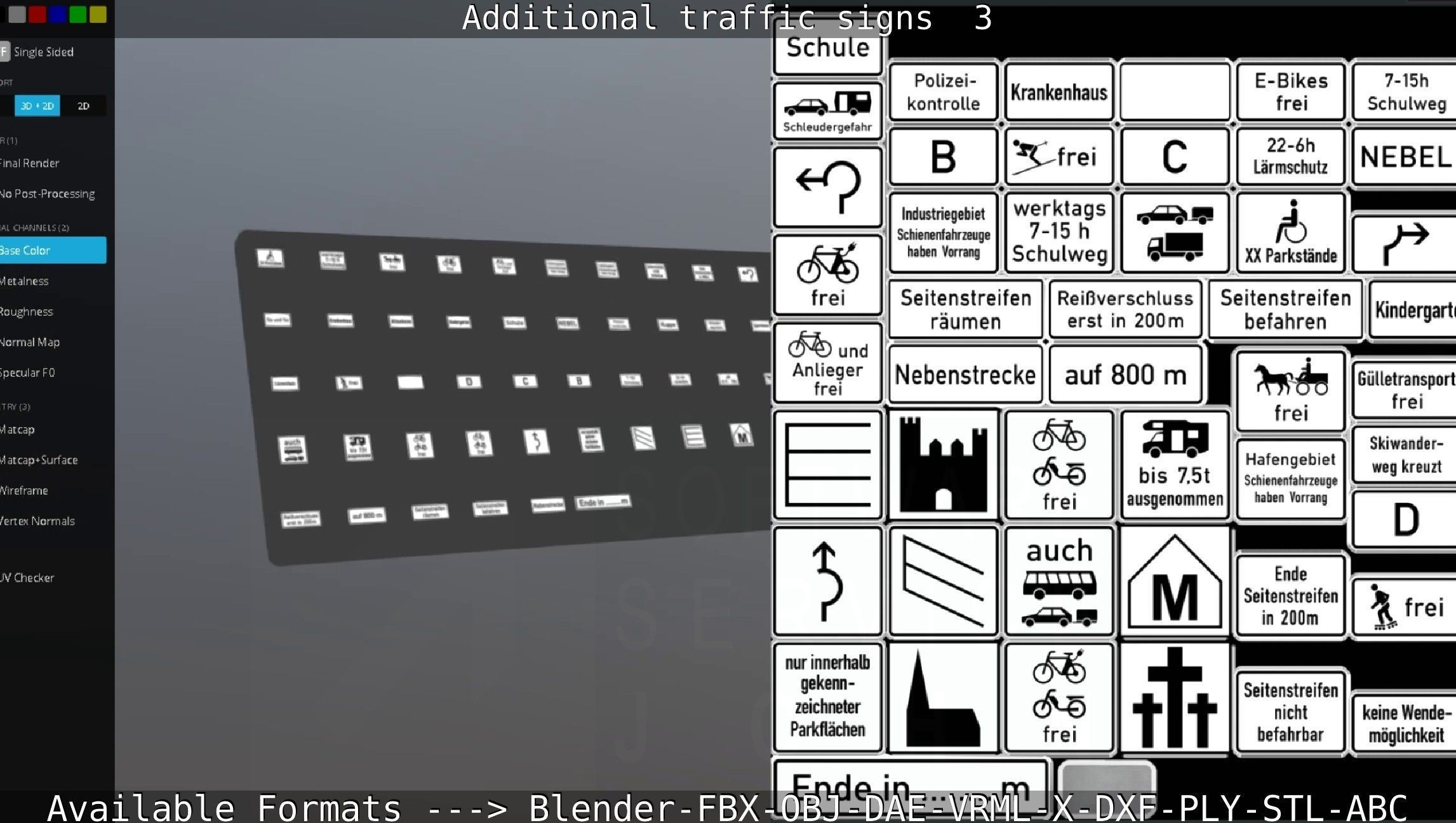 Additional traffic signs - 3 Low-poly 3D model_86