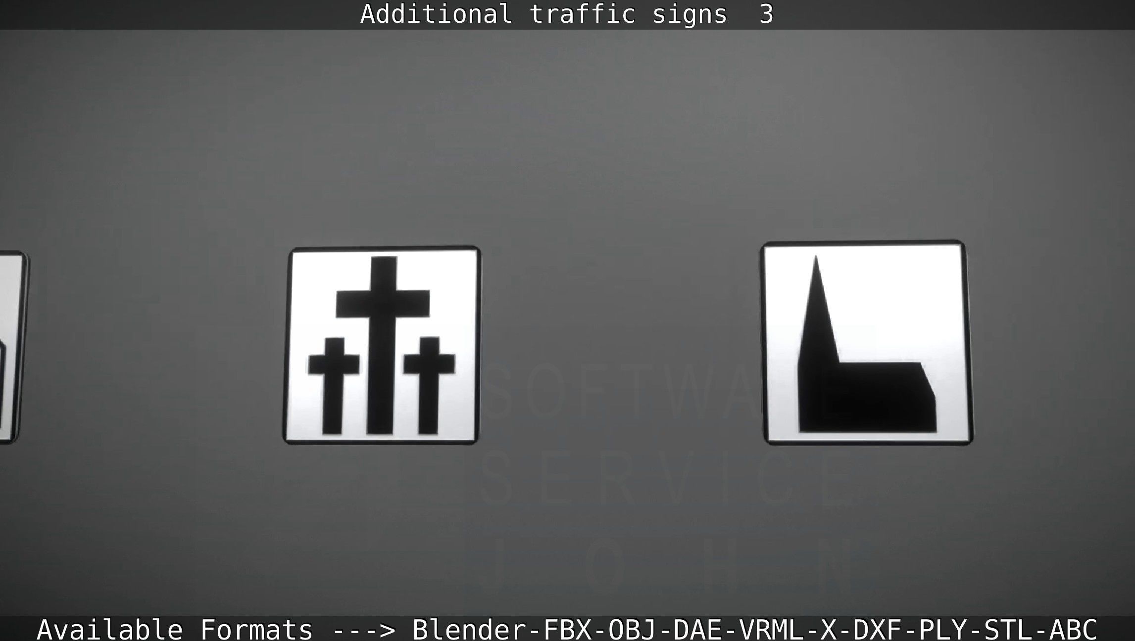 Additional traffic signs - 3 Low-poly 3D model_59