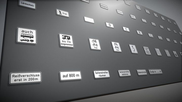 Additional traffic signs - 3 Low-poly 3D model_2