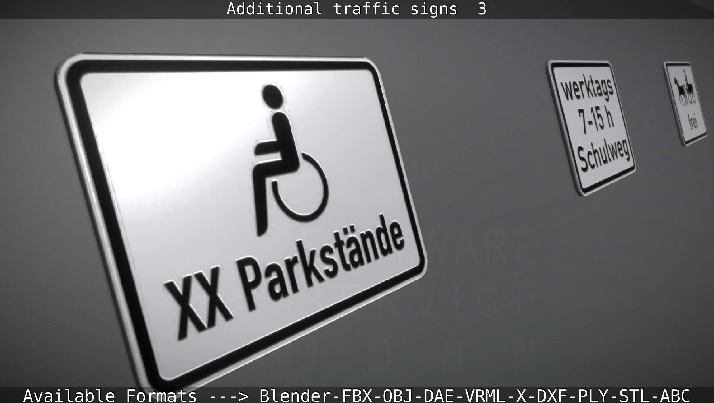 Additional traffic signs - 3 Low-poly 3D model_16