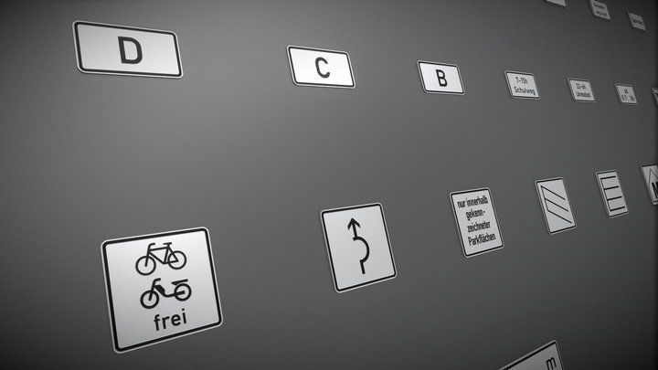 Additional traffic signs - 3 Low-poly 3D model_6