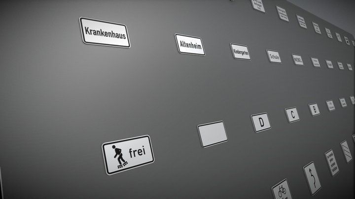 Additional traffic signs - 3 Low-poly 3D model_7