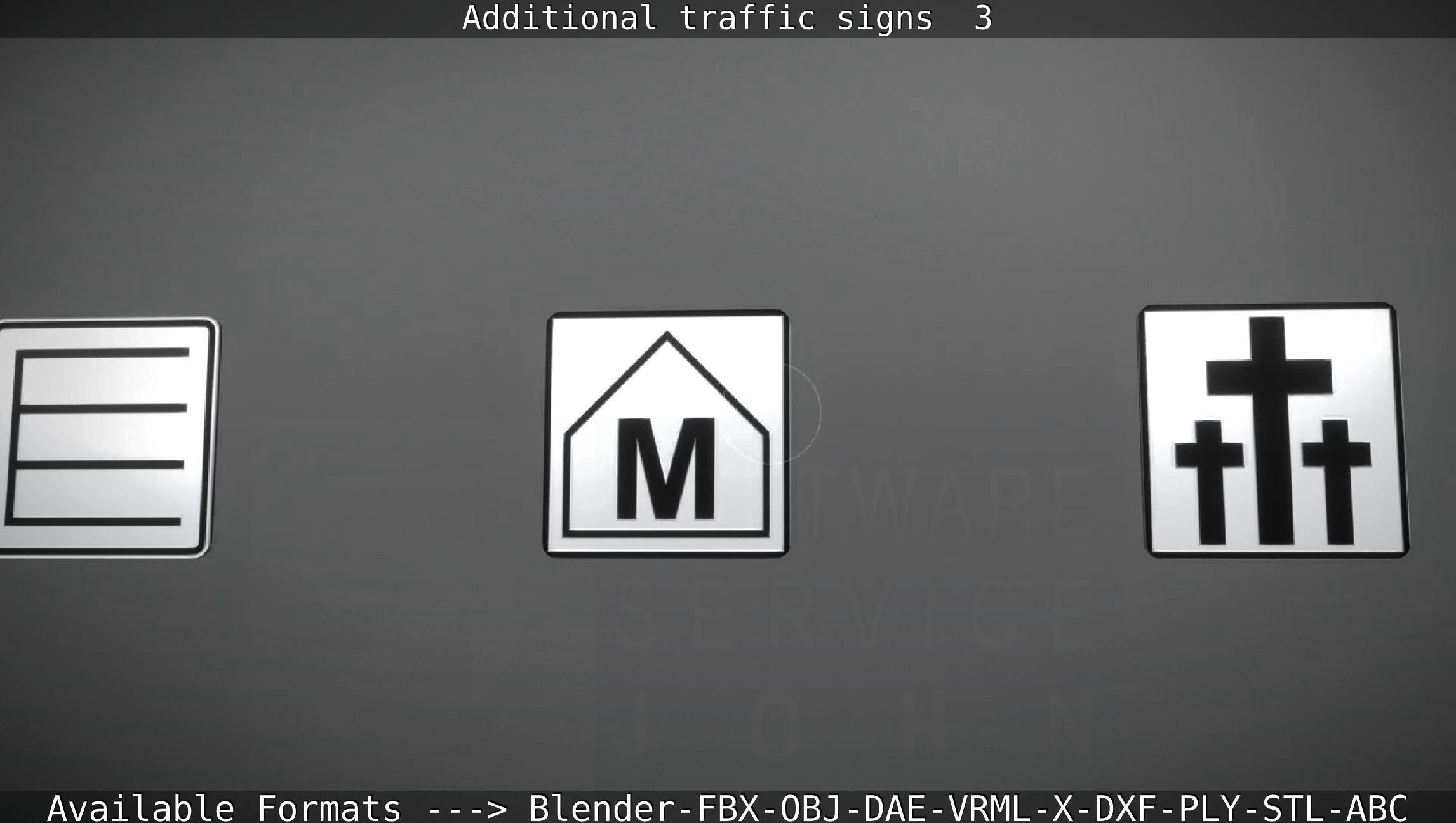 Additional traffic signs - 3 Low-poly 3D model_58