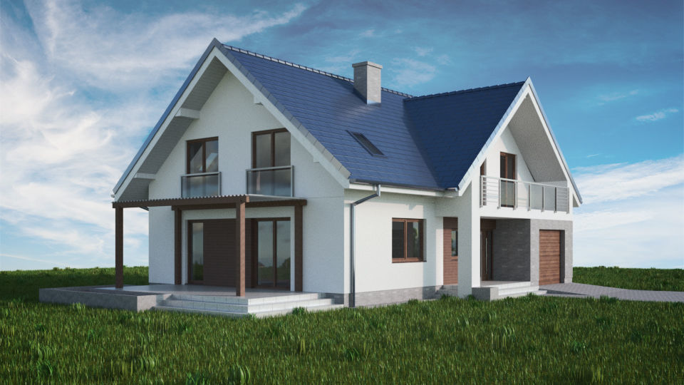 House 04C2 Low-poly 3D model_3