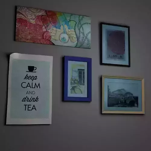 Picture frames and paintings - wall setup