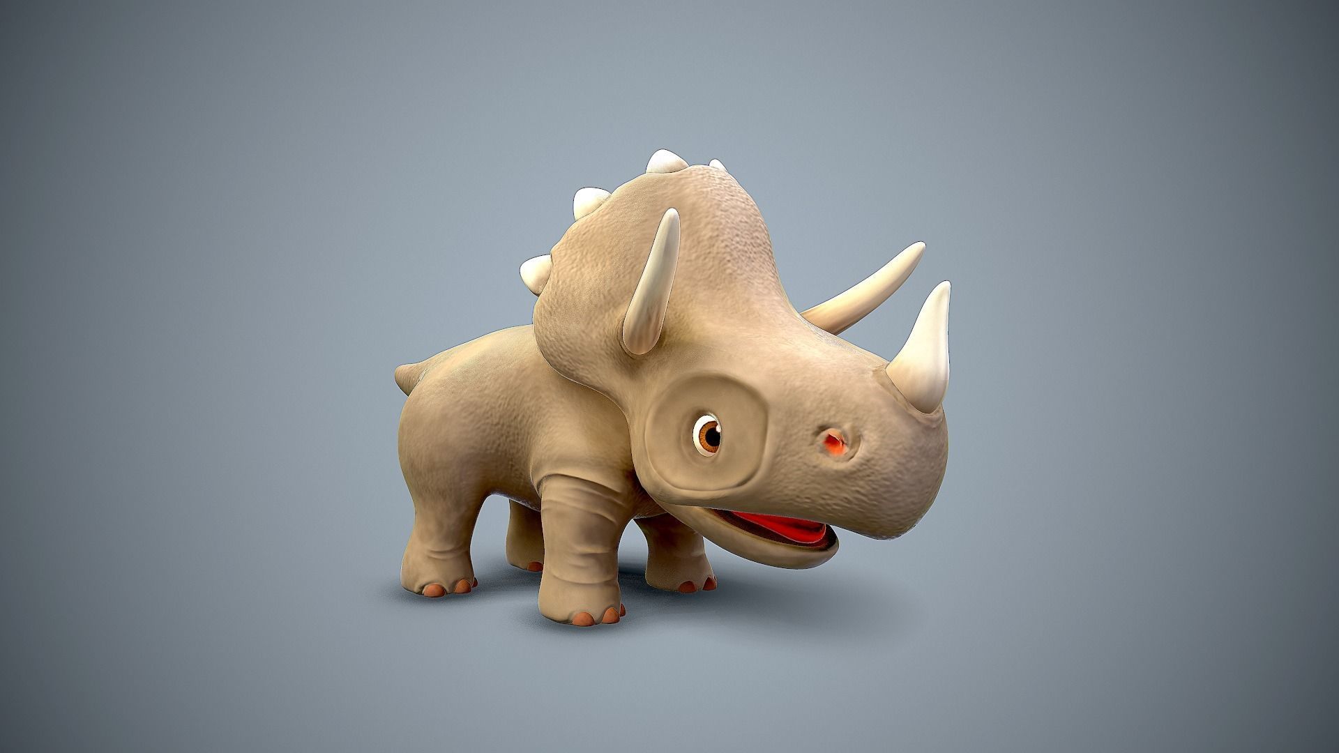 Cartoon baby dino Low-poly 3D model_5