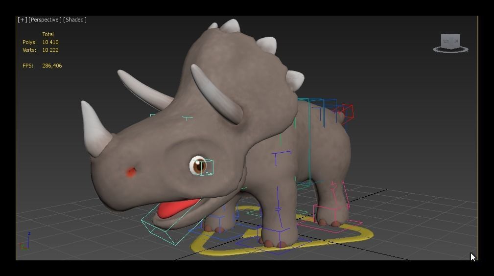 Cartoon baby dino Low-poly 3D model_7